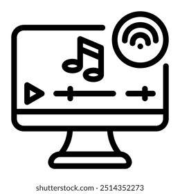 Dieses Streaming-Symbol eignet sich für Musik, Musikinstrumente, Unterhaltung, Multimedia usw.