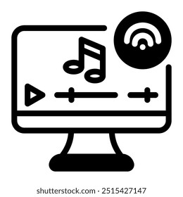 Dieses Streaming-Symbol eignet sich für Musik, Musikinstrumente, Unterhaltung, Multimedia usw.