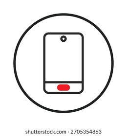 Esta ilustração de vetor simplificada apresenta um ícone de smartphone minimalista em um quadro circular. O design se concentra na simplicidade e clareza, ideais para representar comunicação ou tecnologia