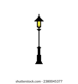 this is street lamp icon in pixel art with black color and white background this item good for presentations,stickers, icons, t shirt design,game asset,logo and your project.