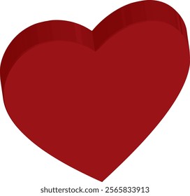 This striking 3D vector image features a vibrant red heart shape set against a pristine white background, creating a visually appealing contrast