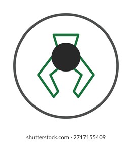 Este llamativo logotipo abstracto presenta un diseño de garra único con Elementos geométricos, representados en contornos verdes y contrastados por un sólido círculo negro. La composición irradia un aire moderno y limpio