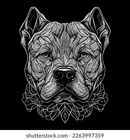 This striking angry pitbull lineart drawing captures the muscular build and intense expression of this iconic breed with intricate lines and shading