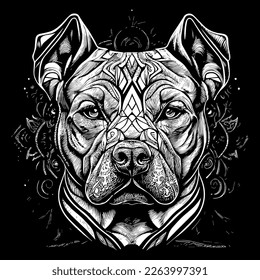 This striking angry pitbull lineart drawing captures the muscular build and intense expression of this iconic breed with intricate lines and shading