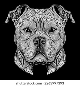 This striking angry pitbull lineart drawing captures the muscular build and intense expression of this iconic breed with intricate lines and shading