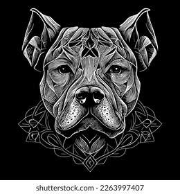 This striking angry pitbull lineart drawing captures the muscular build and intense expression of this iconic breed with intricate lines and shading