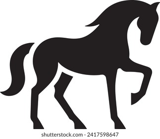 This striking black silhouette captures the poised and elegant stature of a horse.