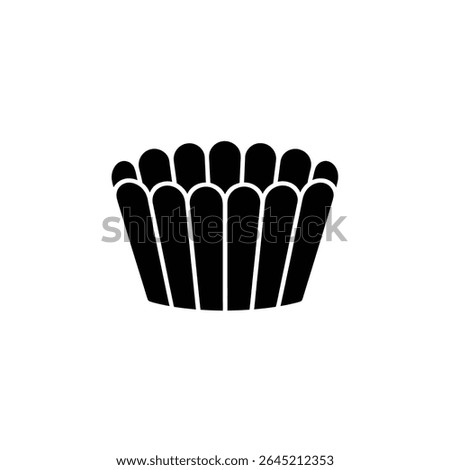 This striking black silhouette showcases a container filled with numerous ladyfingers, or savoiardi biscuits. The tight arrangement emphasizes the volume and shape.