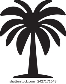 This striking black and white image depicts the silhouette of a tropical palm tree.