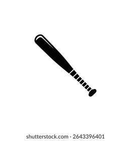 This striking black and white image presents a clean, isolated silhouette of a baseball bat, ideal for illustrating sports, recreation, or design projects.