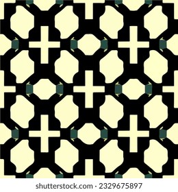 This striking black and white pattern, adorned with subtle green accents, exhibits an alluring art deco style. Its geometric composition and intricate tilework make it a visually captivating.