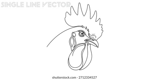 Esta llamativa ilustración en blanco y negro de una sola línea de un gallo orgulloso ofrece una estética moderna y limpia Ideal para logotipos, ropa o proyectos creativos que necesitan encanto rústico