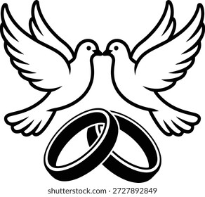 Esta llamativa página para colorear muestra a dos palomas besándose, simbolizando un profundo amor y unidad, flanqueadas por anillos de boda entrelazados. Este diseño captura la esencia del romance y la asociación, lo que lo convierte en una adición perfecta para bodas, aniversarios o cualquier celebración de amor. Involucre su creatividad y dé vida a esta ilustración alentadora con colores vibrantes.