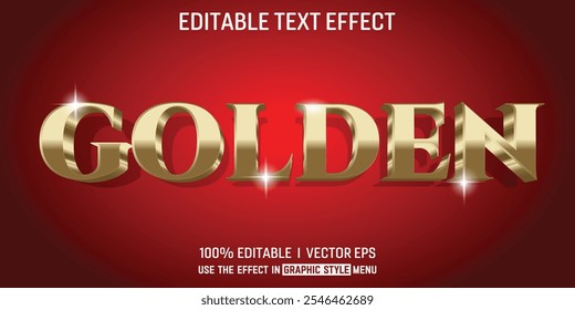 Este llamativo efecto de texto dorado, situado sobre un vibrante fondo rojo, crea un contraste visualmente cautivador que llama la atención.