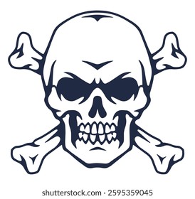 This striking graphic features a classic skull and crossbones symbol. Its bold design makes it suitable for various applications such as clothing art or decor.