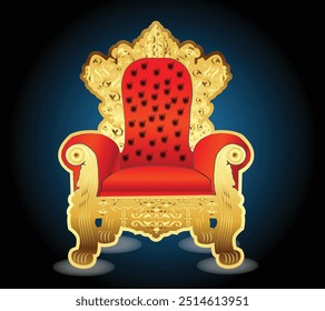 This striking graphic logo features an ancient chair rendered in a sophisticated palette of red and gold. The design captures the essence of classic elegance and historical grandeur, making it a stand