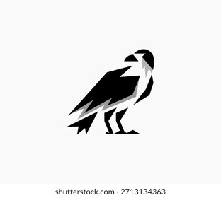 Esta ilustração impressionante apresenta um logotipo geométrico de uma águia, um símbolo poderoso de liberdade e natureza. O design do logotipo gráfico mostra o pássaro em um estilo de arte estilizado e moderno, perfeito para marca e identidade.