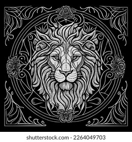 This striking illustration features the majestic head of a lion, capturing its raw power and beauty. The intricate details make it a true masterpiece, evoking a sense of strength and ferocity