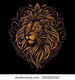 This striking illustration features the majestic head of a lion, capturing its raw power and beauty. The intricate details make it a true masterpiece, evoking a sense of strength and ferocity