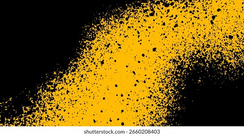 Esta llamativa Imagen muestra un dinámico gradiente diagonal con enérgicas salpicaduras amarillas sobre un sólido fondo negro, creando un diseño abstracto audaz y visualmente estimulante
