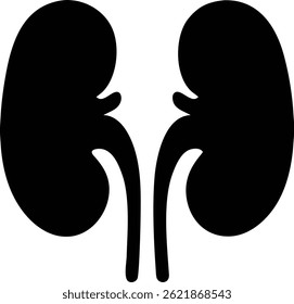 This striking kidneys graphic features smooth curves, minimal detail, and a clean aesthetic. It offers a simplistic yet recognizable visual, ideal for various uses.