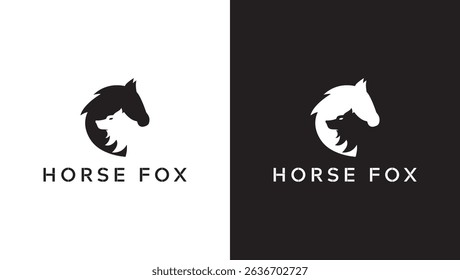 This striking logo features a minimalist design, showcasing the silhouettes of a horse and a fox interwoven. 