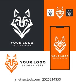 Este logotipo impressionante apresenta um design ousado lobo, mostrando as características afiadas do animal e expressão cativante, criado com um esquema de cores preto e branco minimalista.