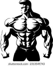 This striking muscular body vector illustration showcases the epitome of physical strength and fitness. The artwork captures the intricacies of well-defined muscles and chiseled contours, highlighting