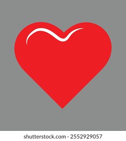 Este llamativo icono de corazón rojo, situado sobre un elegante fondo gris, encarna el amor y la pasión en un diseño minimalista. 