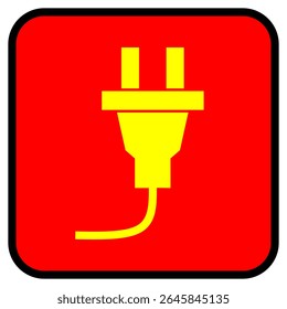 This striking red and yellow graphic of an electrical plug is ideal for illustrating power, connection, and energy. Its bold design suits warnings, safety, or technology themes