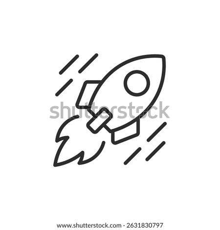 This striking rocket line icon symbolizes startups, tech advancements, and innovation, offering a versatile design for customization in branding, marketing, or illustrating entrepreneurial journeys