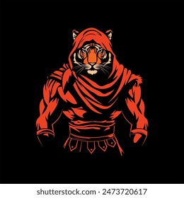 This striking Spartan Tiger illustration blends the fierce power of a tiger with the indomitable spirit of a Spartan warrior. 