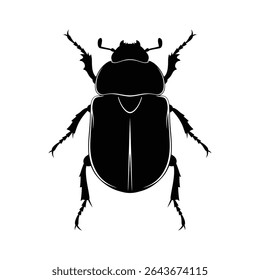 este impressionante vetor EPS com uma silhueta de besouro preto detalhado. Perfeito para temas de história natural, projetos de entomologia e desenhos gráficos arrojados.