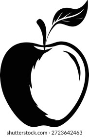 This striking vector illustration features a stylized black apple with a single green leaf and stem. The design is minimalist and modern, utilizing bold black shapes against a clean white background. The apple's form is elegantly rendered with smooth curves and a contrasting shadow effect that adds depth and visual interest. The leaf, depicted with clear vein details, adds a touch of naturalism to the composition. This vector file is fully editable and scalable, ensuring it can be adapted for a wide range of applications without loss of quality. Available in EPS10 format, this graphic is perfect for use in logos, icons, website elements, marketing materials, print designs, and educational resources related to healthy eating, agriculture, or nature. Its simple yet impactful design makes it a versatile asset for designers and businesses seeking a clean and sophisticated fruit graphic.