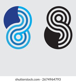 This striking visual features two symmetrical, abstract loop designs resembling the number "8" or the infinity symbol.
