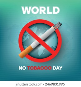 This striking World No Tobacco Day vector art illustration is designed to raise awareness about the dangers of tobacco use and promote a tobacco-free lifestyle.