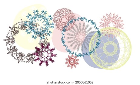 This is a stroke illustration art that forms a motif using a vector isolated on a white background.