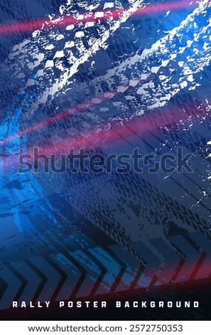 This stunning blue rally poster background features bold design swirls and dynamic textures, ideal for promotional materials related to racing events. Vector illustration.