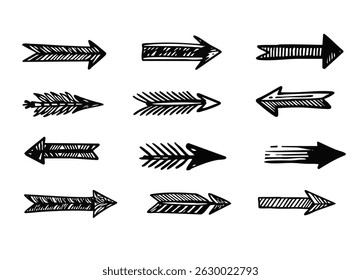 This is a stunning collection of unique handdrawn arrows, ideal for use in various creative projects and design needs