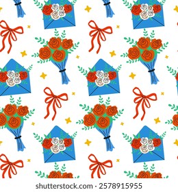 This is a stunning and colorful floral bouquet pattern beautifully designed with matching envelopes