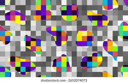 This stunning digital artwork features vibrant abstract patterns layered over a calming gray background, creating a striking design that stands out in contemporary art, appealing to art lovers and