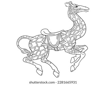 This stunning giraffe illustration is a must-have for any coloring book enthusiast. With intricate details and smooth lines, it's the perfect way to relax and let your creativity soar.