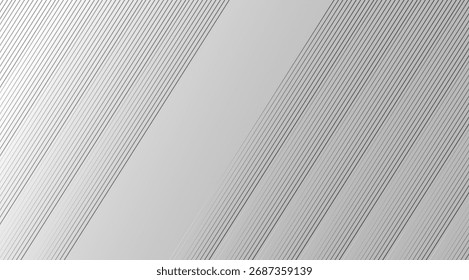 Esta impresionante Imagen muestra un diseño limpio y moderno con líneas grises elegantes dispuestas en diagonal contra un fondo gris claro sólido, creando una sensación de profundidad y sofisticación