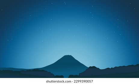 This stunning vector wallpaper captures the beauty of Bali's natural landscape with dark hues, starry night sky, and silhouettes of mountains, trees, and universe. Perfect for art projects and travel 