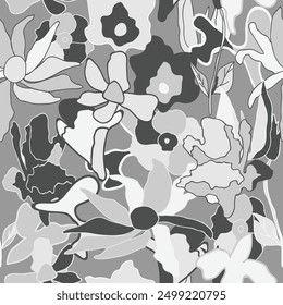 This stylish black and white floral pattern is an ideal choice for creating chic backgrounds and fashionable apparel