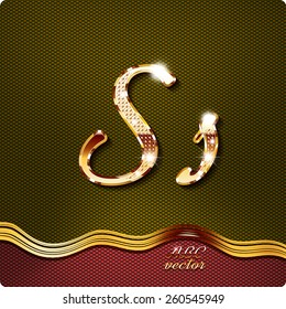 This stylish gold cursive letters. There are inlaid with a capital "S" and the lowercase letter "s". They have shadows and highlights.The rest of numbers and letters of the alphabet in my portfolio.