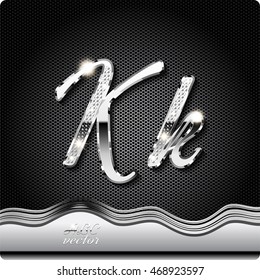 This stylish metal, chrome cursive letters. There are inlaid with a capital "K" and the lowercase letter "k". eps10
