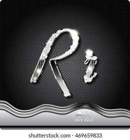 This stylish metal, chrome cursive letters. There are inlaid with a capital "R" and the lowercase letter "r". eps10