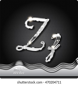 This stylish metal, chrome cursive letters. There are inlaid with a capital "Z" and the lowercase letter "z". eps10