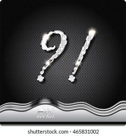 This stylish metal, chrome Question mark and exclamation mark, There are inlaid with shadow and glare. vector eps 10